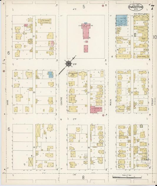 Sanborn Fire Insurance Map from Evanston, Uinta County, Wyoming (1912), Sheet #0007 - Historic Sanborn Fire Insurance Map Print, vintage old map wall art, antique decor, genealogy gift, Wyoming Wyoming map