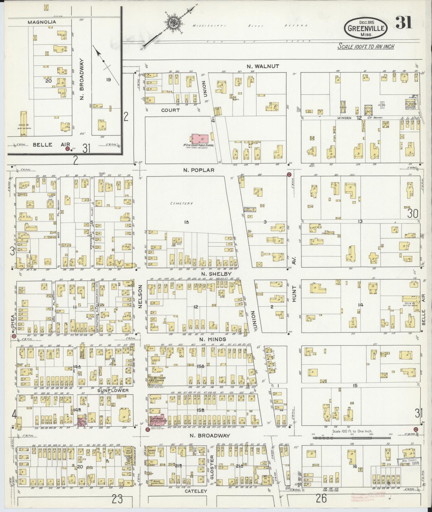 Sanborn Fire Insurance Map from Greenville, Washington County, Mississippi (1915), Sheet #0031 - Complete Map Set gallery image, historic Sanborn map, vintage wall art, Mississippi Mississippi