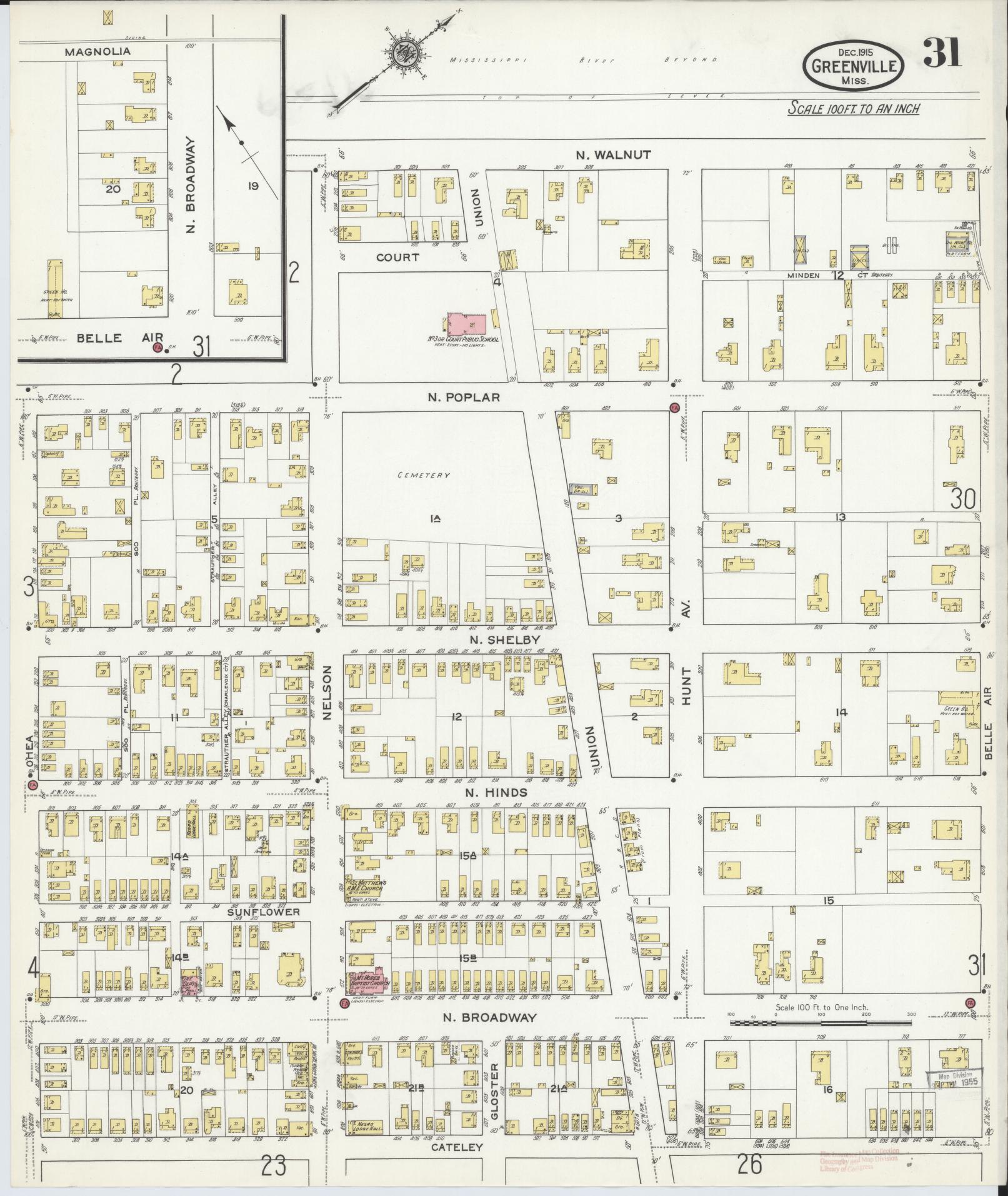 Sanborn Fire Insurance Map from Greenville, Washington County, Mississippi (1915), Sheet #0031 - Complete Map Set gallery image, historic Sanborn map, vintage wall art, Mississippi Mississippi