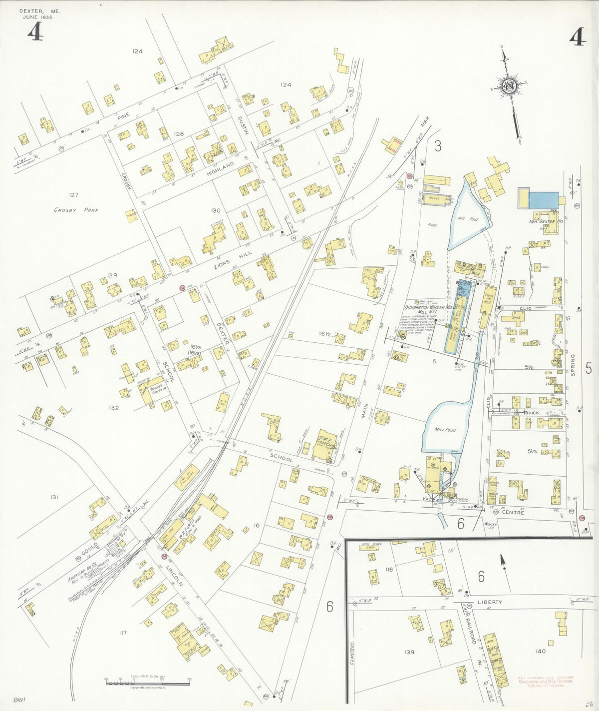 Sanborn Fire Insurance Map from Dexter, Penobscot County, Maine (1935), Sheet #0004 - Complete Map Set gallery image, historic Sanborn map, vintage wall art, Maine Maine