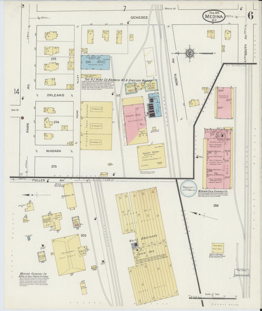 Sanborn Fire Insurance Map from Medina, Orleans County, New York (1915), Sheet #0006 - Historic Sanborn Fire Insurance Map Print, vintage old map wall art, antique decor, genealogy gift, New York New York map