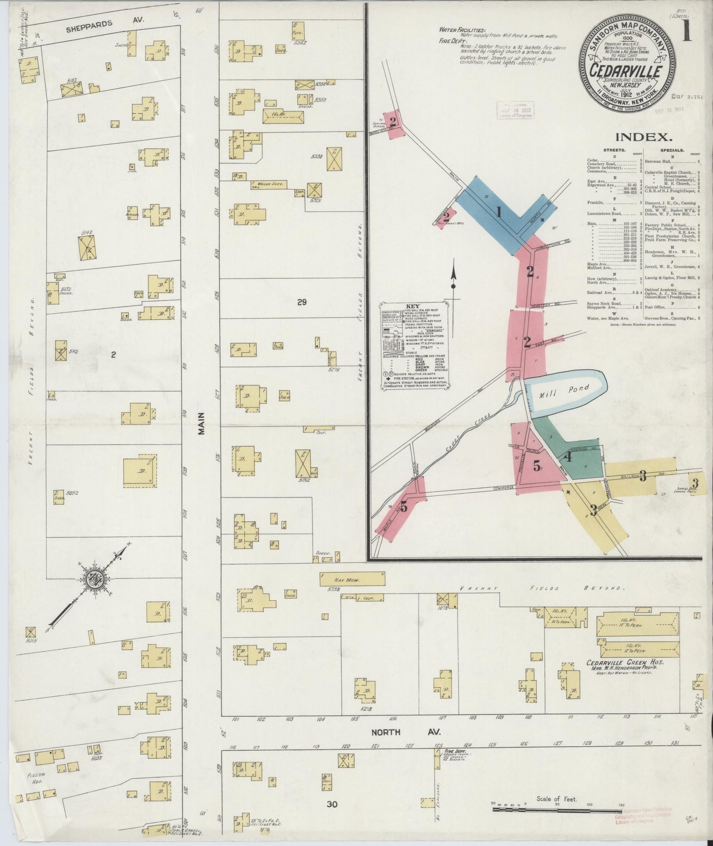 Sanborn Fire Insurance Map from Cedarville, Cumberland County, New Jersey. (1912) – Historic Sanborn Fire Insurance Map Print