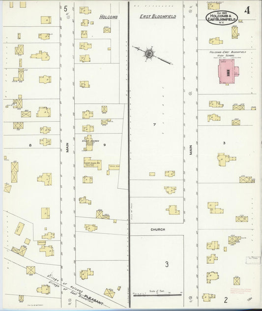 Sanborn Fire Insurance Map from Holcomb, Ontario County, New York (1909), Sheet #0004 - Historic Sanborn Fire Insurance Map Print, vintage old map wall art, antique decor, genealogy gift, New York New York map
