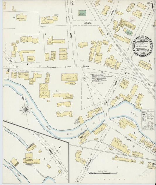 Sanborn Fire Insurance Map from Whitefield, Coos County, New Hampshire (1896), Sheet #0001 - Historic Sanborn Fire Insurance Map Print, vintage old map wall art, antique decor, genealogy gift, New Hampshire New Hampshire map