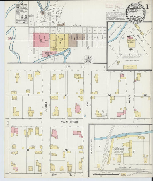 Sanborn Fire Insurance Map from Ottawa, Putnam County, Ohio (1893), Sheet #0001 - Complete Map Set gallery image, historic Sanborn map, vintage wall art, Ohio Ohio