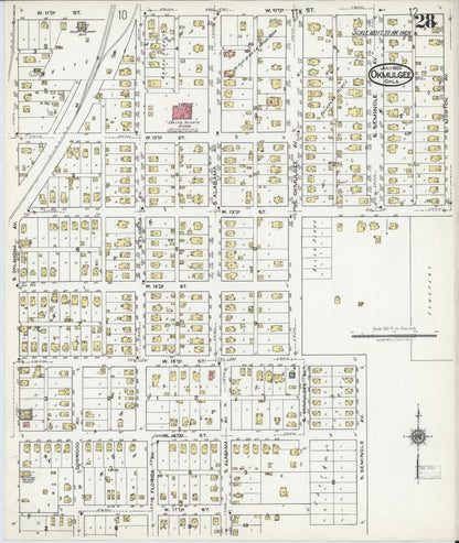 Sanborn Fire Insurance Map from Okmulgee, Okmulgee County, Oklahoma (1920), Sheet #0028 - Complete Map Set gallery image, historic Sanborn map, vintage wall art, Oklahoma Oklahoma