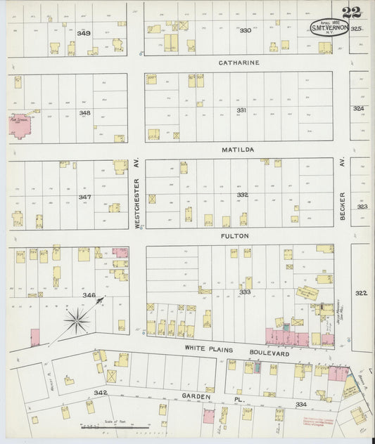 Sanborn Fire Insurance Map from Mount Vernon, Westchester County, New York (1892), Sheet #0022 - Historic Sanborn Fire Insurance Map Print, vintage old map wall art, antique decor, genealogy gift, New York New York map