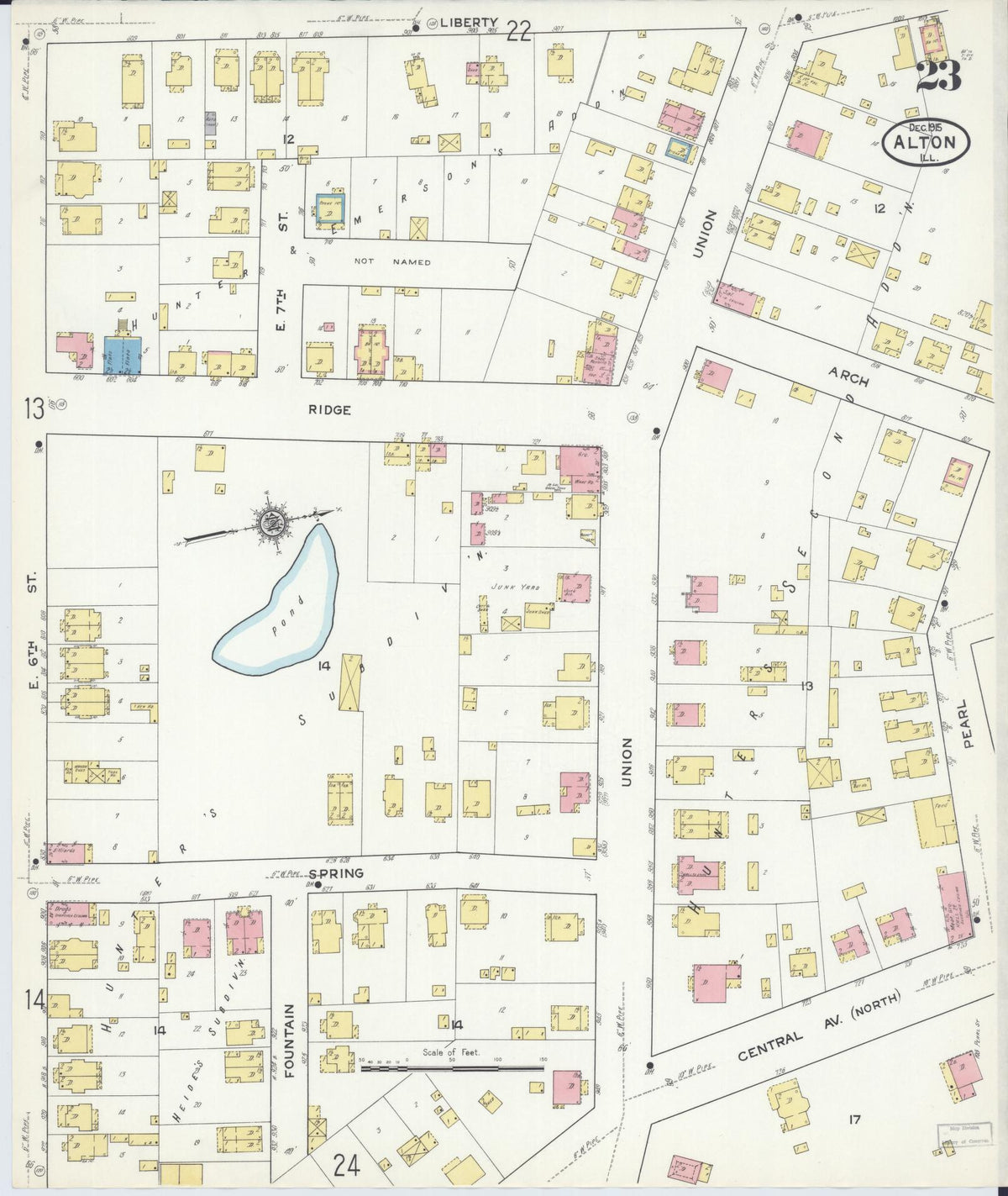 Sanborn Fire Insurance Map from Alton, Madison County, Illinois (1915), Sheet #0023 - Complete Map Set gallery image, historic Sanborn map, vintage wall art, Illinois Illinois