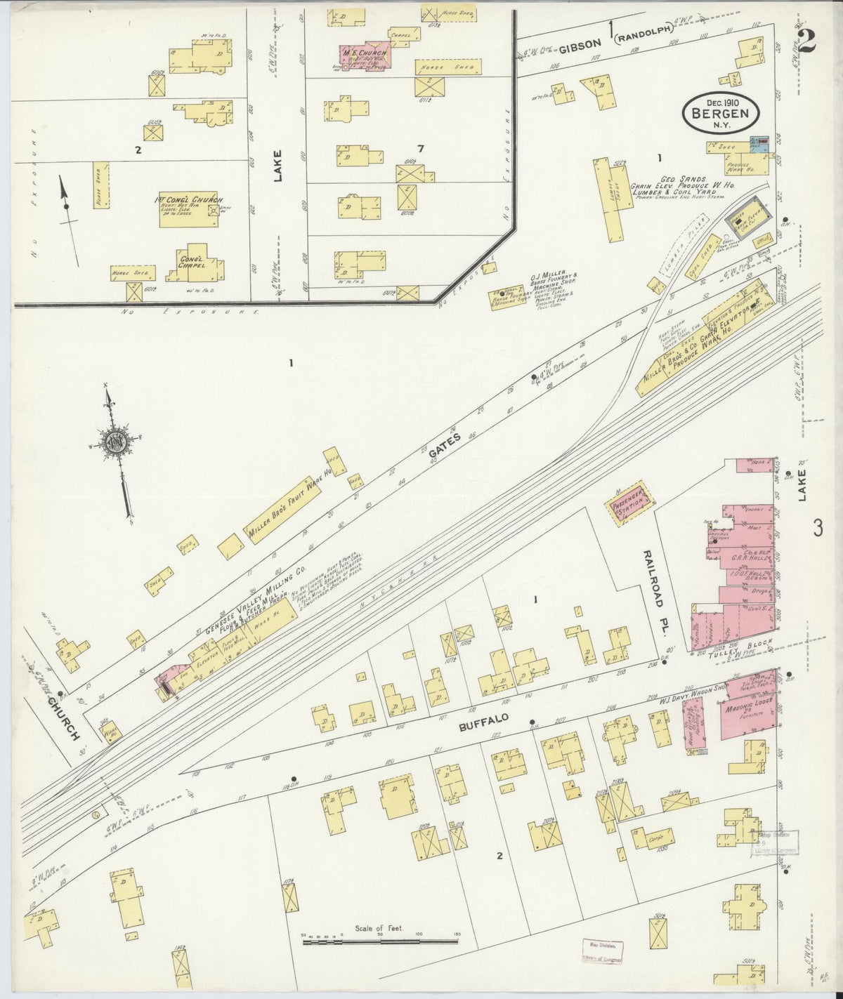 Sanborn Fire Insurance Map from Bergen, Genesee County, New York (1910), Sheet #0002 - Complete Map Set gallery image, historic Sanborn map, vintage wall art, New York New York