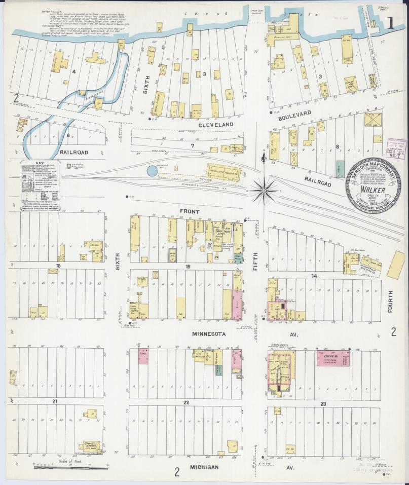 Sanborn Fire Insurance Map from Walker, Cass County, Minnesota. (1907) – Map View