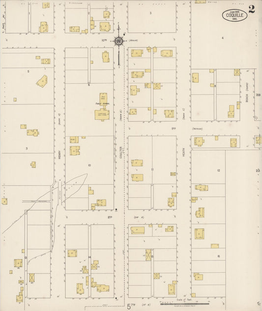 Sanborn Fire Insurance Map from Coquille, Coos County, Oregon (1920), Sheet #0002 - Historic Sanborn Fire Insurance Map Print, vintage old map wall art, antique decor, genealogy gift, Oregon Oregon map