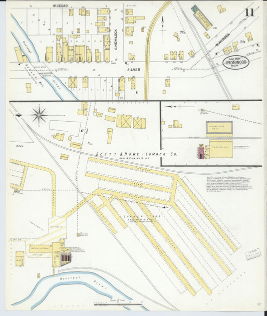 Sanborn Fire Insurance Map from Ironwood, Gogebic County, Michigan (1908), Sheet #0011 - Historic Sanborn Fire Insurance Map Print, vintage old map wall art, antique decor, genealogy gift, Michigan Michigan map