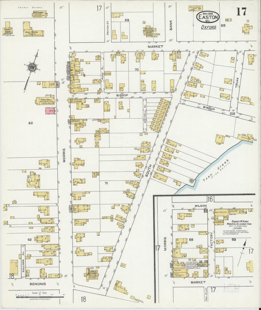Talbot, Maryland - 1919 - Sanborn Fire Insurance Map, Sheet #0017 - Historic Sanborn Fire Insurance Map Print, Talbot Maryland 1919 0017 vintage old map wall art