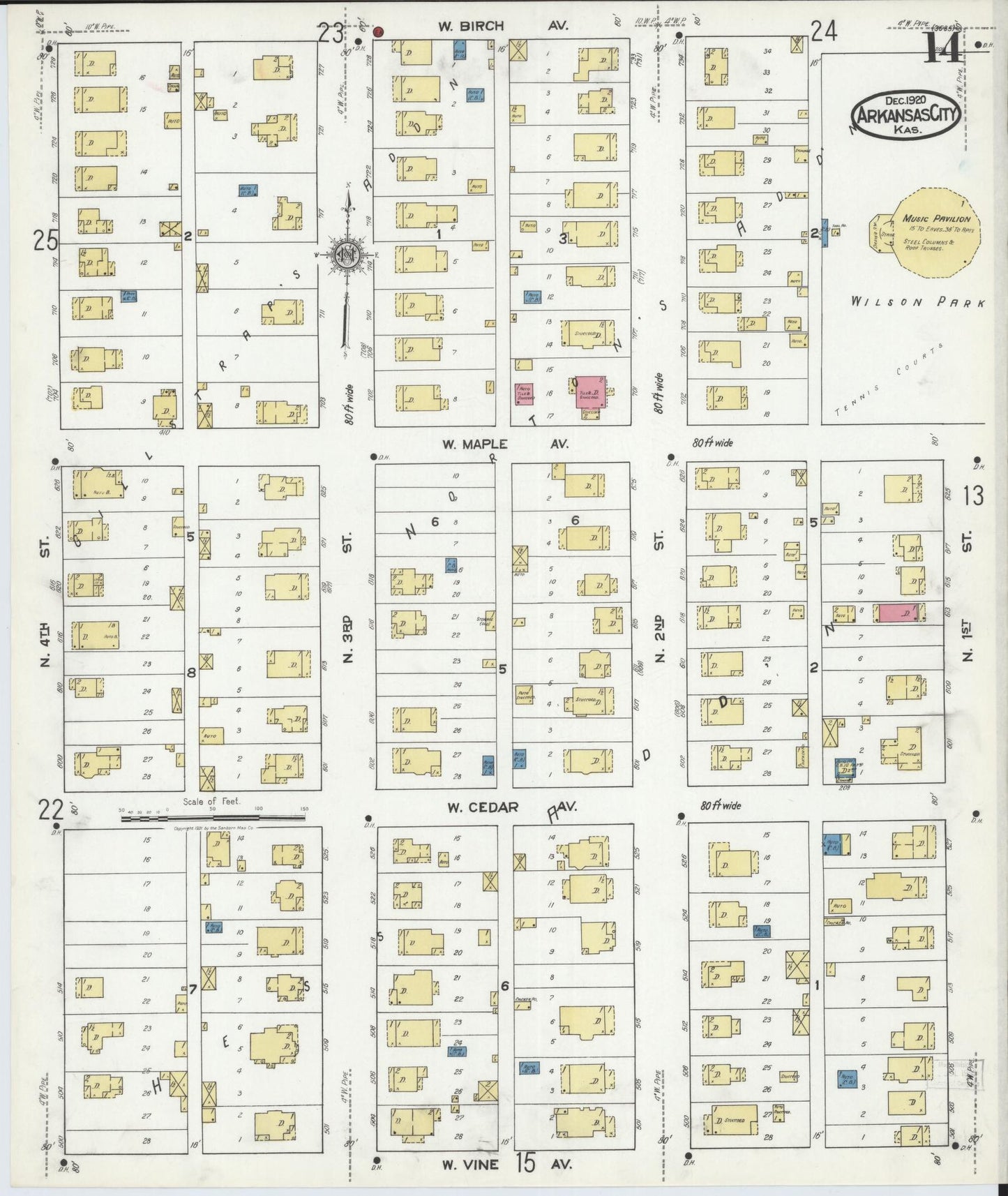 Sanborn Fire Insurance Map from Arkansas City, Cowley County, Kansas (1920), Sheet #0014 - Complete Map Set gallery image, historic Sanborn map, vintage wall art, Kansas Kansas