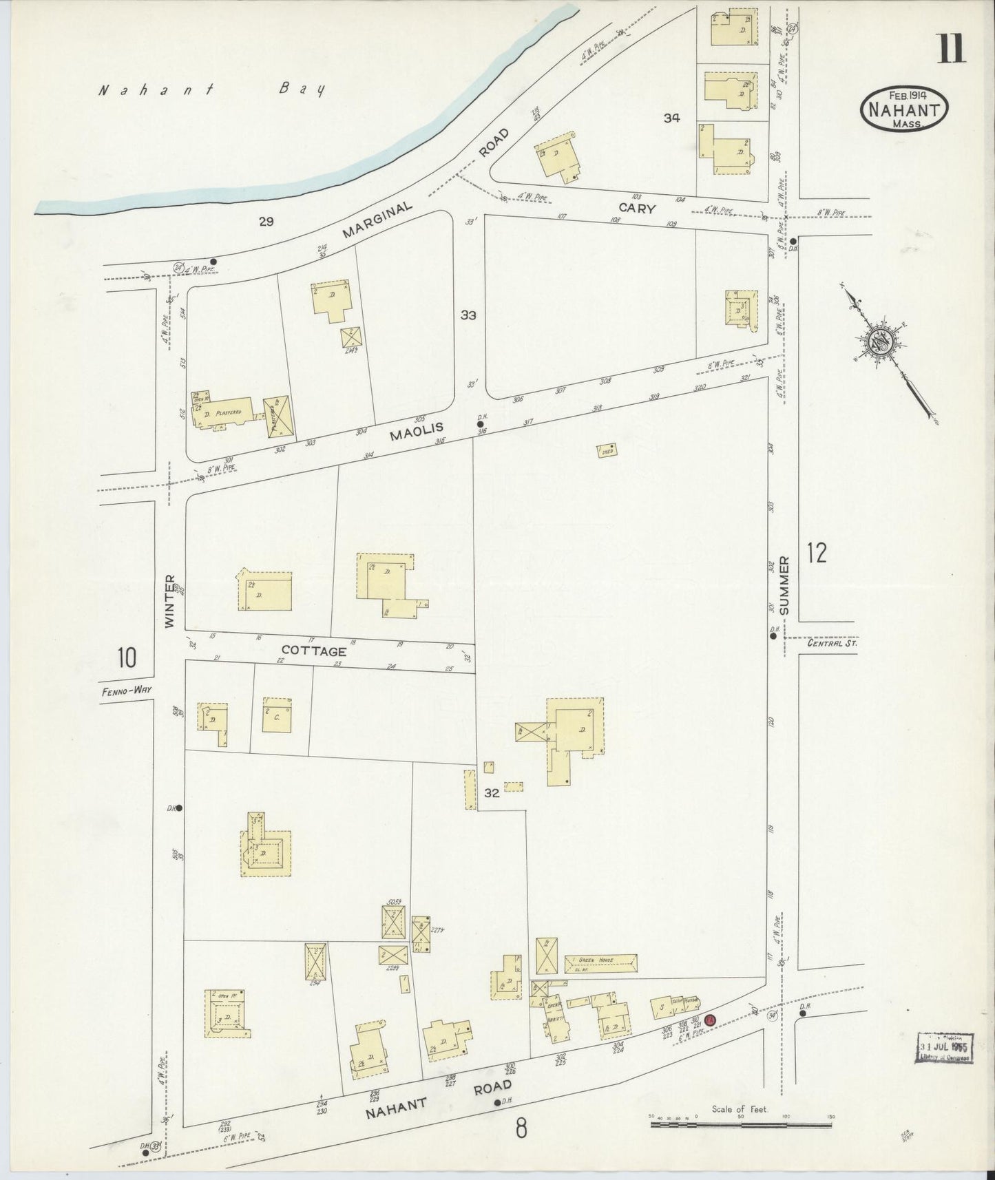 Sanborn Fire Insurance Map from Nahant, Essex County, Massachusetts (1914), Sheet #0011 - Complete Map Set gallery image, historic Sanborn map, vintage wall art, Massachusetts Massachusetts