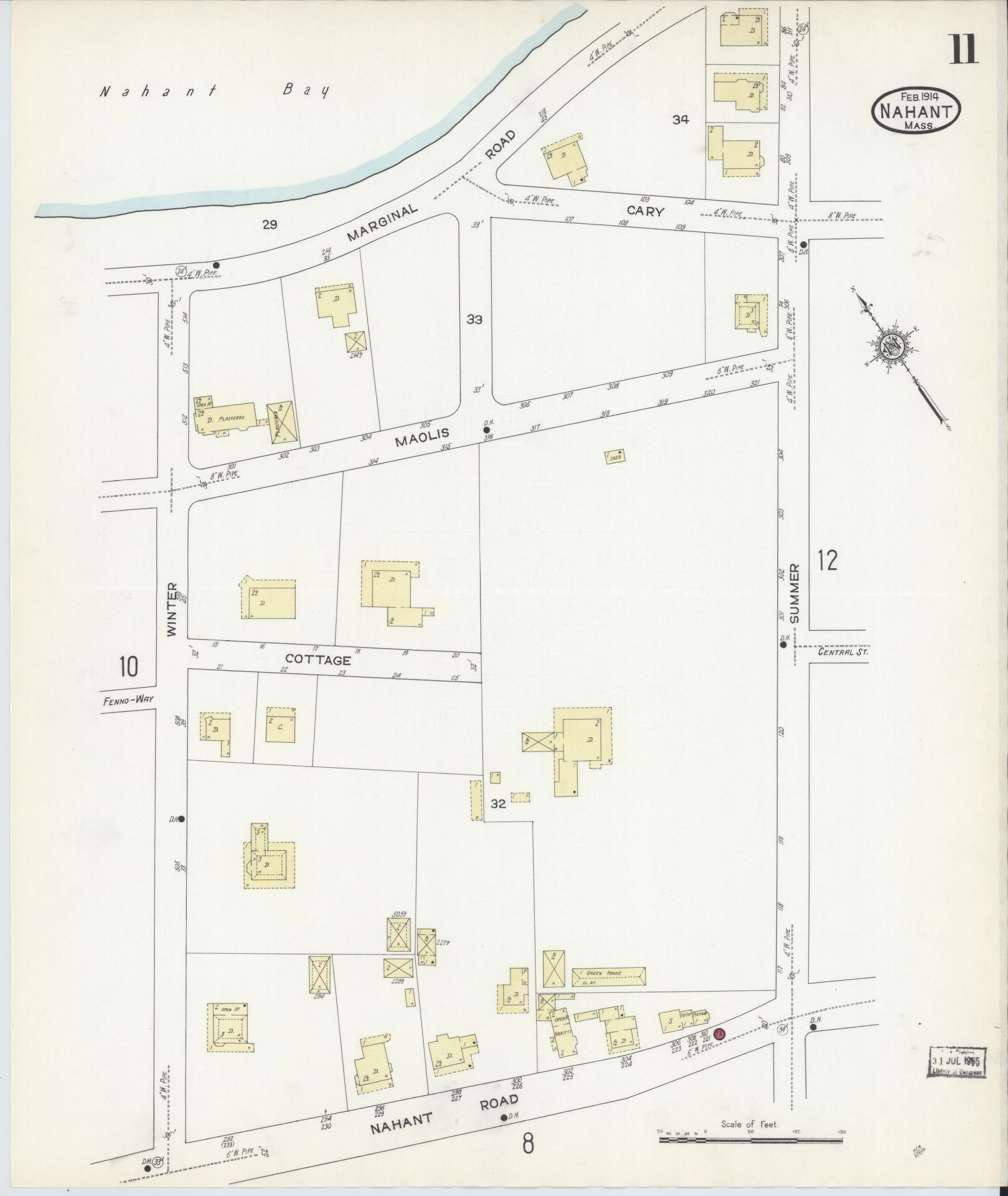 Sanborn Fire Insurance Map from Nahant, Essex County, Massachusetts (1914), Sheet #0011 - Complete Map Set gallery image, historic Sanborn map, vintage wall art, Massachusetts Massachusetts