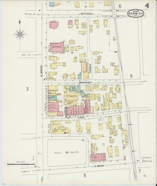 Sanborn Fire Insurance Map from Norwich, Chenango County, New York (1897), Sheet #0004 - Historic Sanborn Fire Insurance Map Print, vintage old map wall art, antique decor, genealogy gift, New York New York map