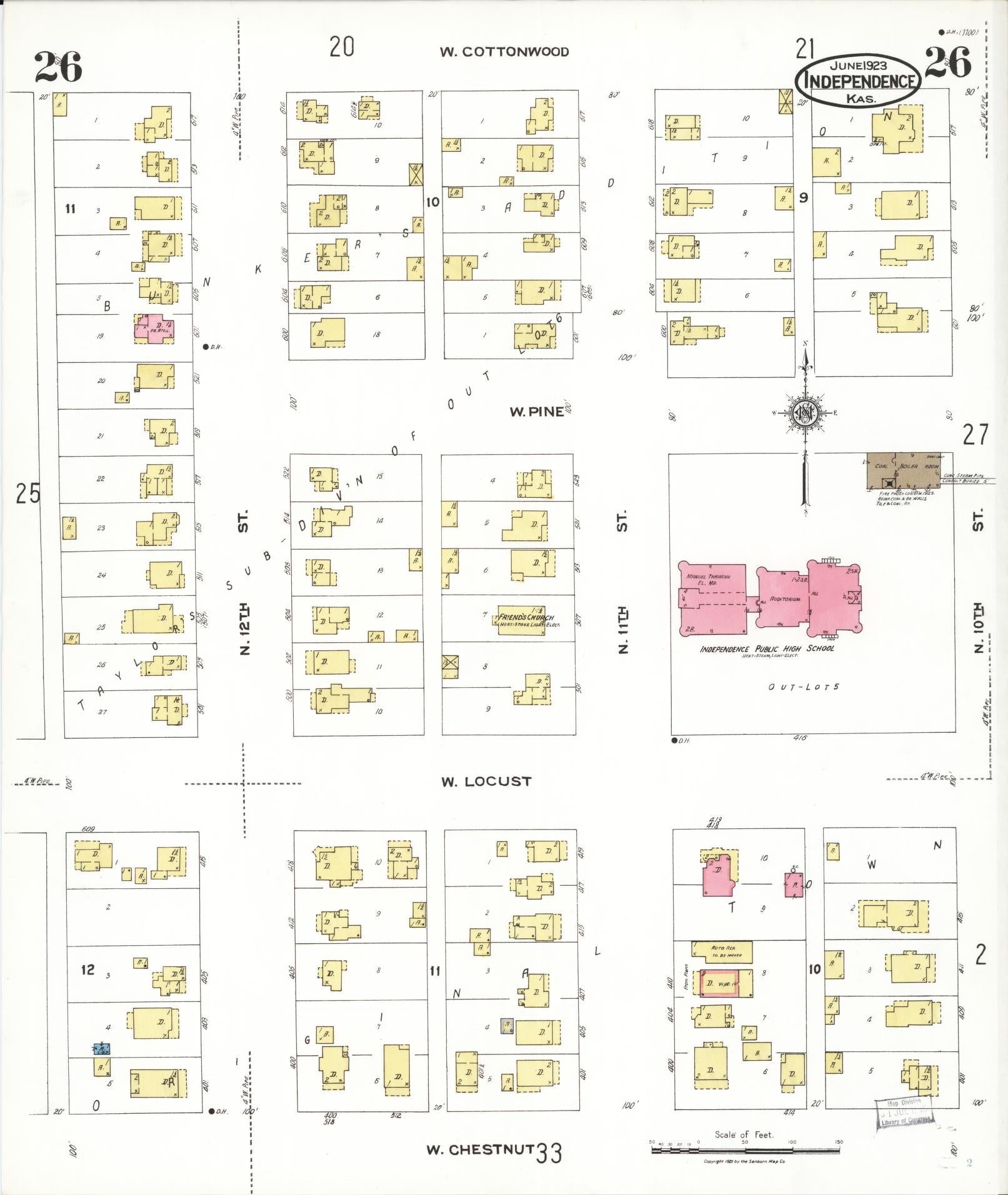 Sanborn Fire Insurance Map from Independence, Montgomery County, Kansas (1923), Sheet #0027 - Complete Map Set gallery image, historic Sanborn map, vintage wall art, Kansas Kansas
