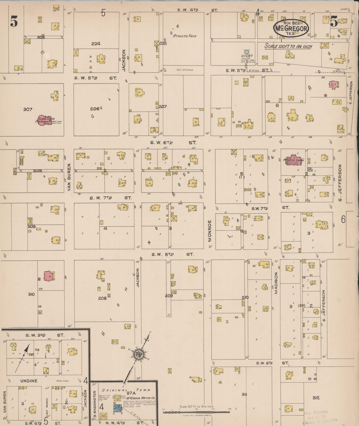 Sanborn Fire Insurance Map from McGregor, McLennan County, Texas (1922), Sheet #0005 - Complete Map Set gallery image, historic Sanborn map, vintage wall art, Texas Texas