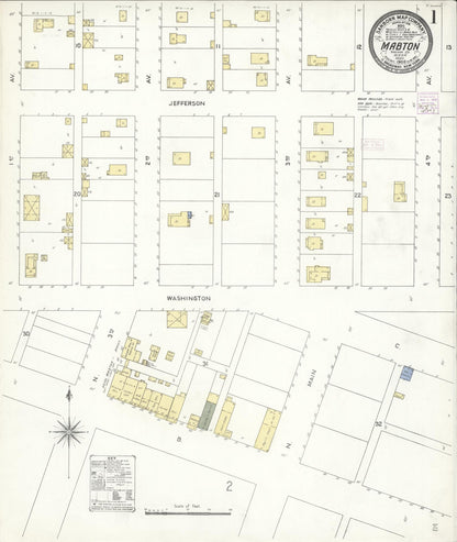 Sanborn Fire Insurance Map from Mabton, Yakima County, Washington (1909), Sheet #0001 - Complete Map Set gallery image, historic Sanborn map, vintage wall art, Washington Washington