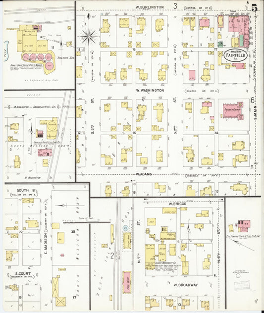 Sanborn Fire Insurance Map from Fairfield, Jefferson County, Iowa (1899), Sheet #0005 - Historic Sanborn Fire Insurance Map Print, vintage old map wall art