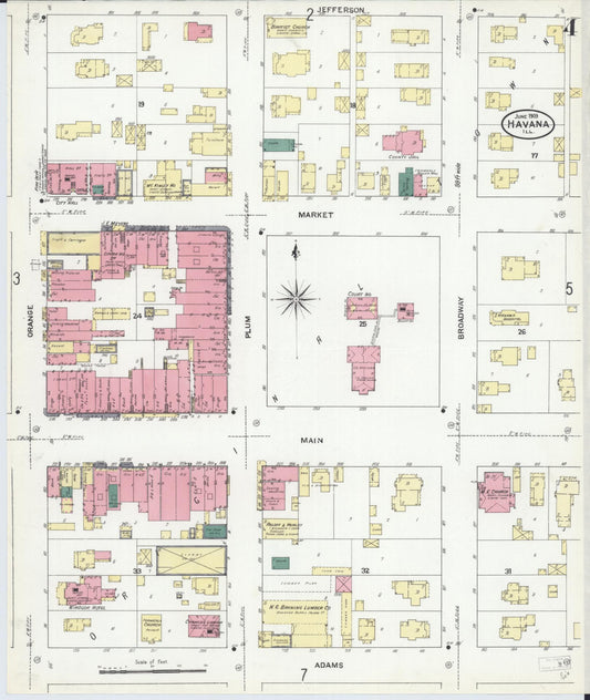 Sanborn Fire Insurance Map from Havana, Mason County, Illinois (1909), Sheet #0004 - Historic Sanborn Fire Insurance Map Print, vintage old map wall art, antique decor, genealogy gift, Illinois Illinois map