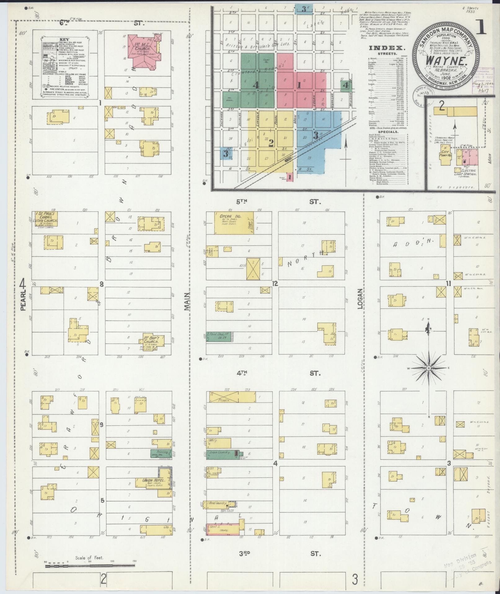 Sanborn Fire Insurance Map from Wayne, Wayne County, Nebraska (1902), Sheet #0001 - Historic Sanborn Fire Insurance Map Print, vintage old map wall art, antique decor, genealogy gift, Nebraska Nebraska map