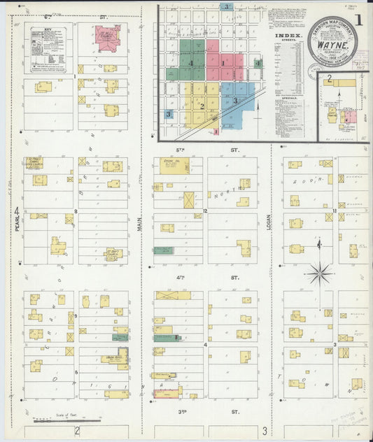 Sanborn Fire Insurance Map from Wayne, Wayne County, Nebraska (1902), Sheet #0001 - Historic Sanborn Fire Insurance Map Print, vintage old map wall art, antique decor, genealogy gift, Nebraska Nebraska map