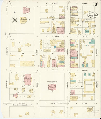 Sanborn Fire Insurance Map from Forest City, Winnebago County, Iowa (1907), Sheet #0002 - Historic Sanborn Fire Insurance Map Print