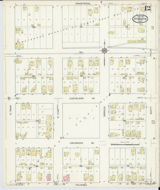 Sanborn Fire Insurance Map from Saint Marys, Auglaize County, Ohio (1914), Sheet #0012 - Historic Sanborn Fire Insurance Map Print, vintage old map wall art, antique decor, genealogy gift, Ohio Ohio map