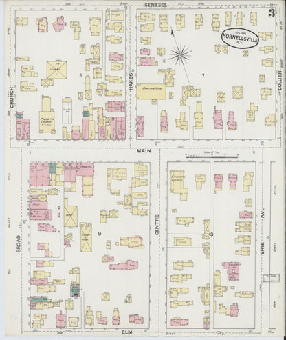 Sanborn Fire Insurance Map from Hornell, Steuben County, New York (1888), Sheet #0003 - Complete Map Set gallery image, historic Sanborn map, vintage wall art, New York New York