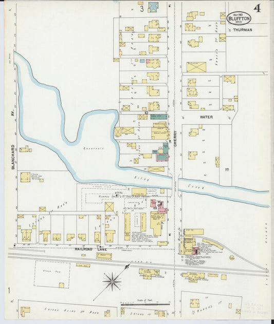 Sanborn Fire Insurance Map from Bluffton, Allen County, Ohio (1901), Sheet #0004 - Historic Sanborn Fire Insurance Map Print, vintage old map wall art, antique decor, genealogy gift, Ohio Ohio map