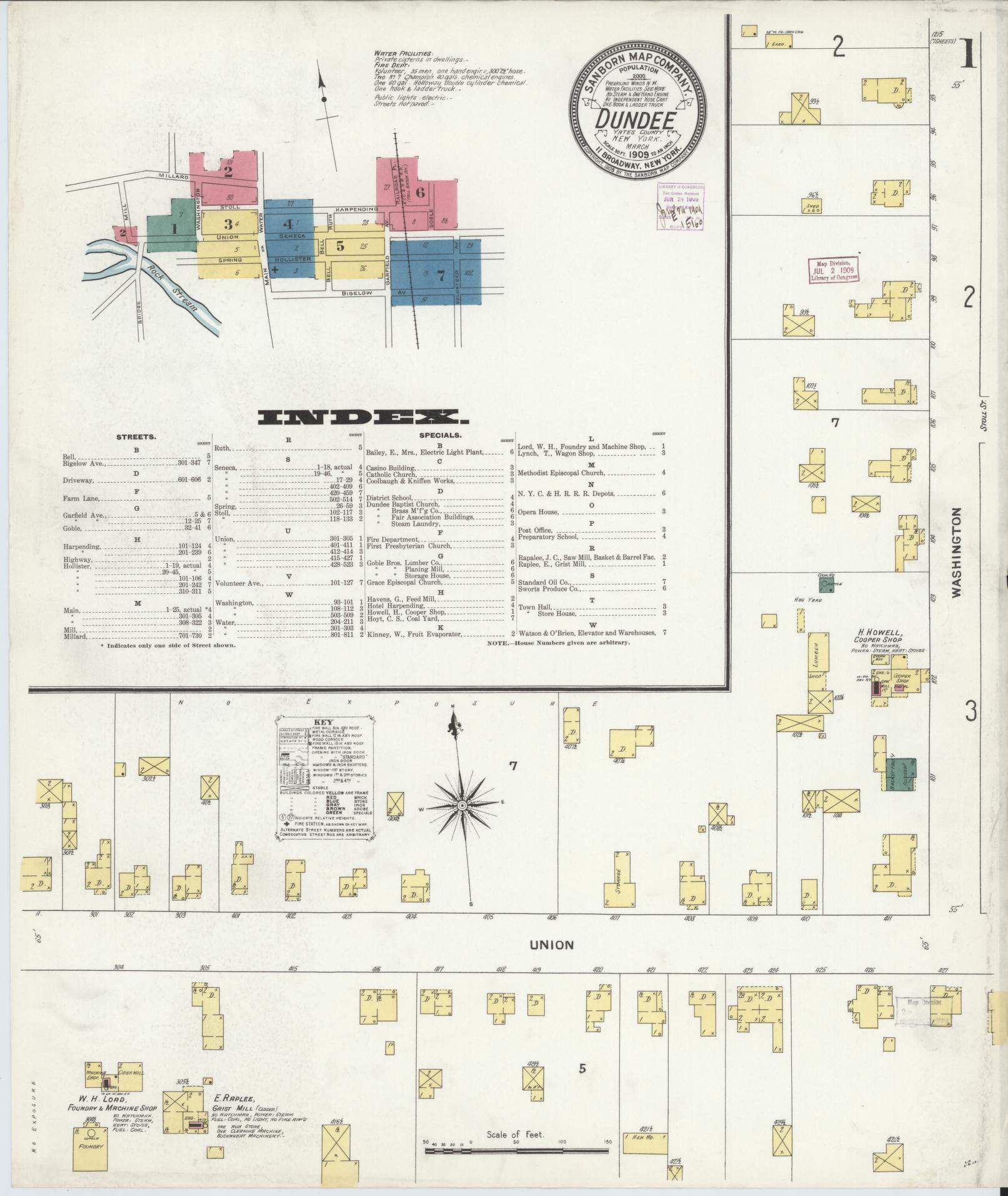 Sanborn Fire Insurance Map from Dundee, Yates County, New York. (1909) – Historic Sanborn Fire Insurance Map Print