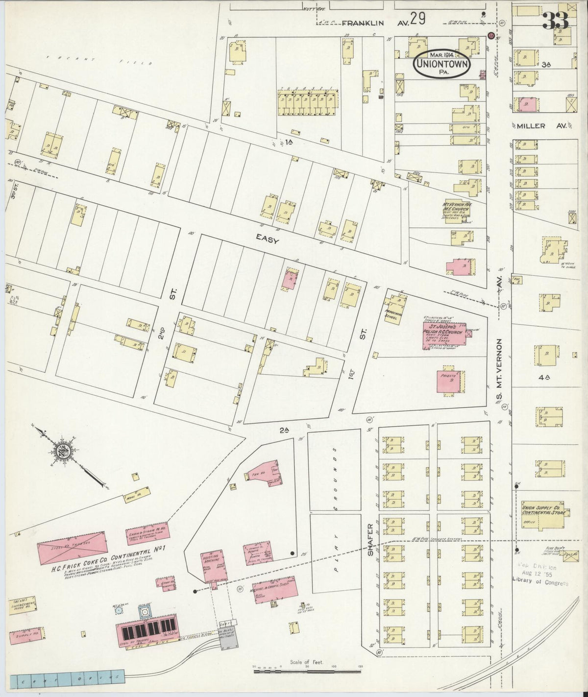 Sanborn Fire Insurance Map from Uniontown, Fayette County, Pennsylvania (1914), Sheet #0033 - Complete Map Set gallery image, historic Sanborn map, vintage wall art, Pennsylvania Pennsylvania