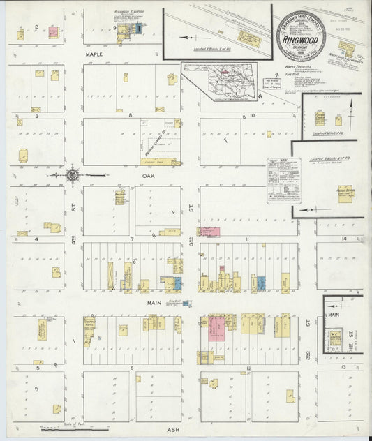 Sanborn Fire Insurance Map from Ringwood, Major County, Oklahoma (1916), Sheet #0001 - Historic Sanborn Fire Insurance Map Print, vintage old map wall art, antique decor, genealogy gift, Oklahoma Oklahoma map