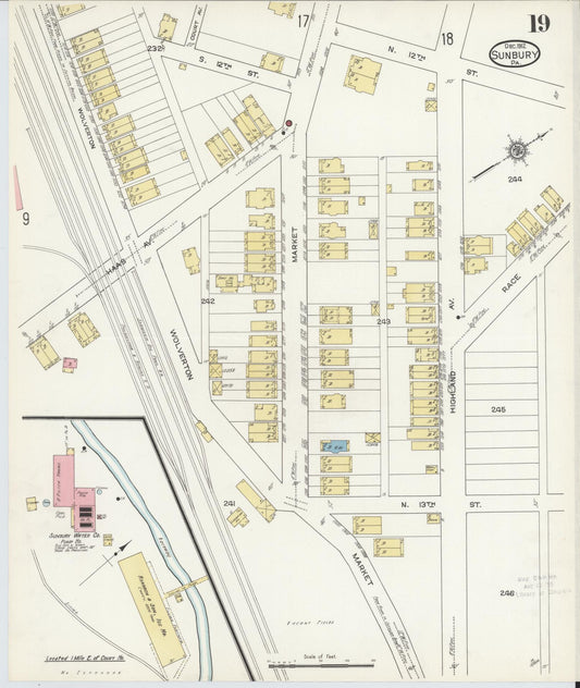 Sanborn Fire Insurance Map from Sunbury, Northumberland County, Pennsylvania (1912), Sheet #0019 - Historic Sanborn Fire Insurance Map Print, vintage old map wall art, antique decor, genealogy gift, Pennsylvania Pennsylvania map