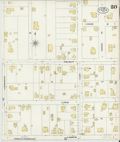 Sanborn Fire Insurance Map from Paris, Lamar County, Texas (1902), Sheet #0020 - Historic Sanborn Fire Insurance Map Print, vintage old map wall art, antique decor, genealogy gift, Texas Texas map