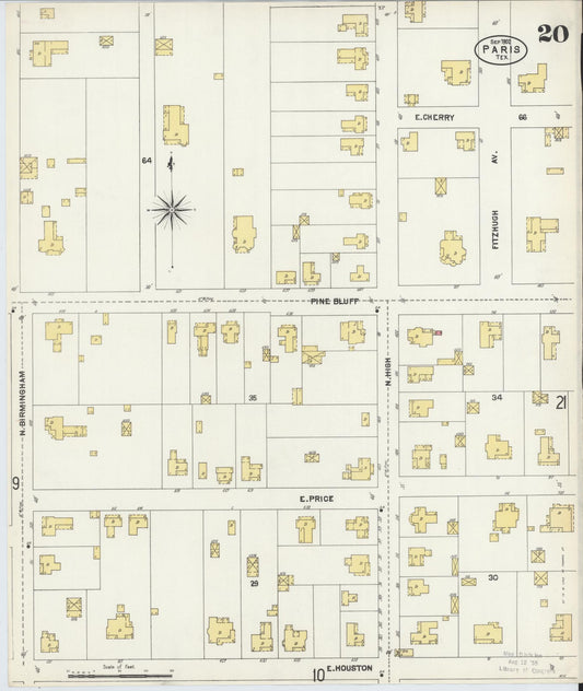 Sanborn Fire Insurance Map from Paris, Lamar County, Texas (1902), Sheet #0020 - Historic Sanborn Fire Insurance Map Print, vintage old map wall art, antique decor, genealogy gift, Texas Texas map