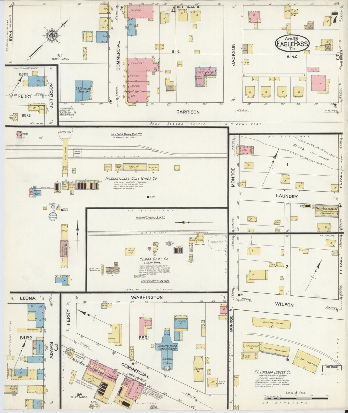 Sanborn Fire Insurance Map from Eagle Pass, Maverick County, Texas (1916), Sheet #0007 - Complete Map Set gallery image, historic Sanborn map, vintage wall art, Texas Texas