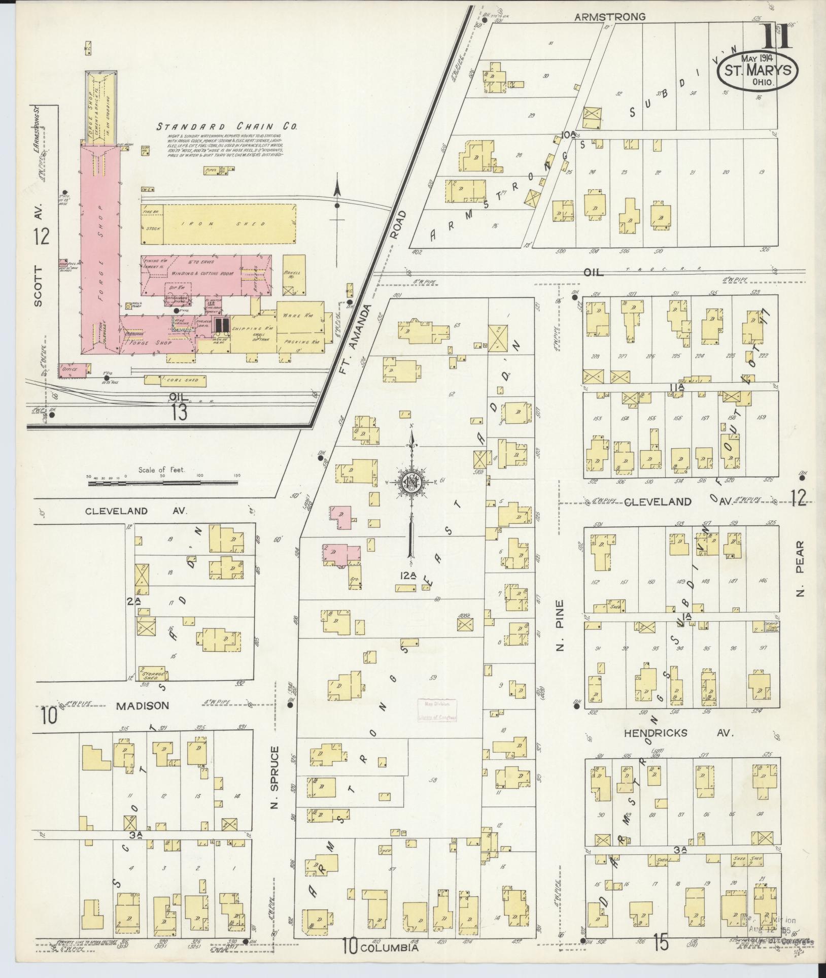 Sanborn Fire Insurance Map from Saint Marys, Auglaize County, Ohio (1914), Sheet #0011 - Complete Map Set gallery image, historic Sanborn map, vintage wall art, Ohio Ohio