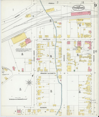 Sanborn Fire Insurance Map from Fredericksburg, Independent Cities, Virginia (1902), Sheet #0009 - Complete Map Set gallery image, historic Sanborn map, vintage wall art, Virginia Virginia