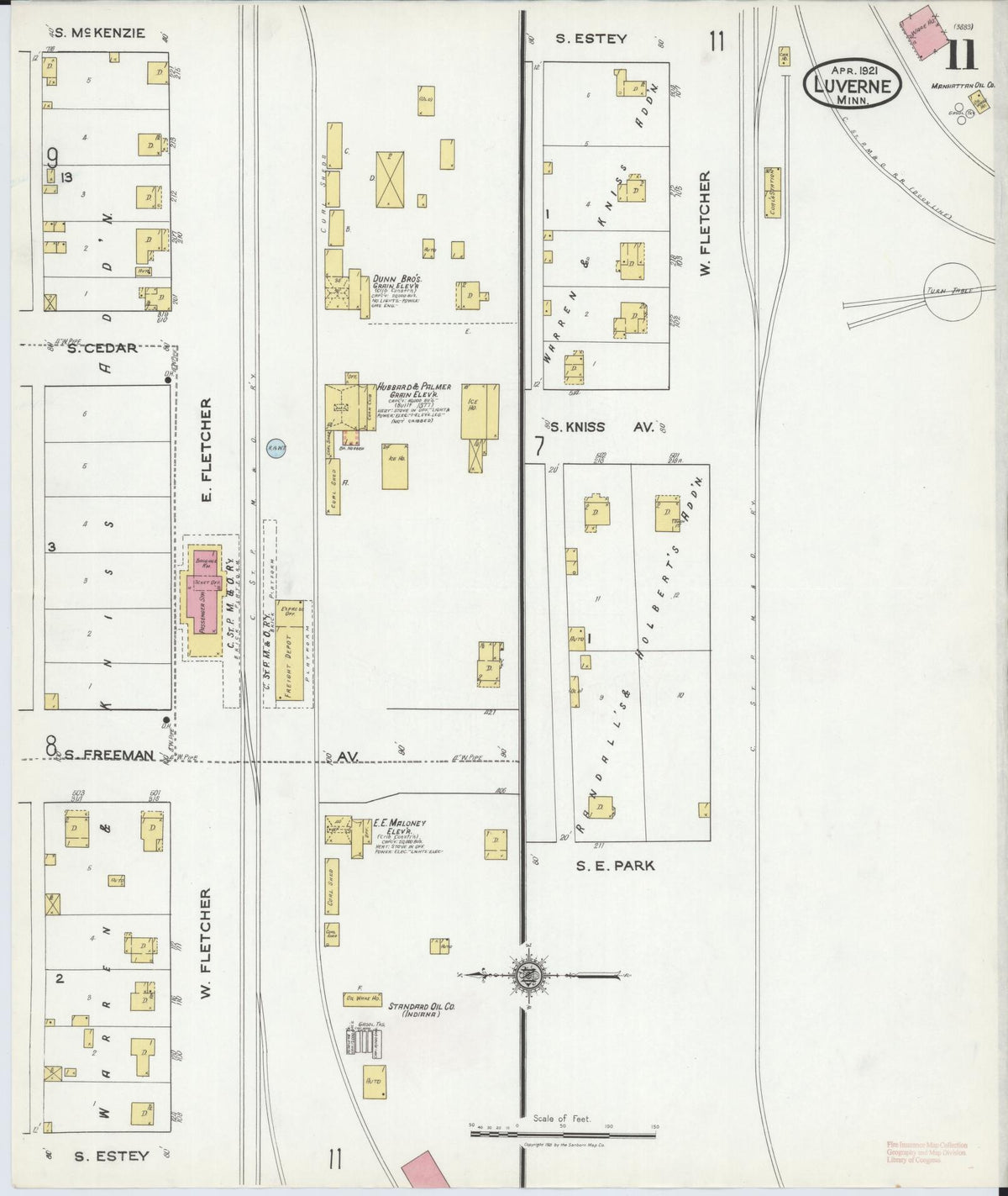 Sanborn Fire Insurance Map from Luverne, Rock County, Minnesota (1921), Sheet #0011 - Historic Sanborn Fire Insurance Map Print, vintage old map wall art, antique decor, genealogy gift, Minnesota Minnesota map