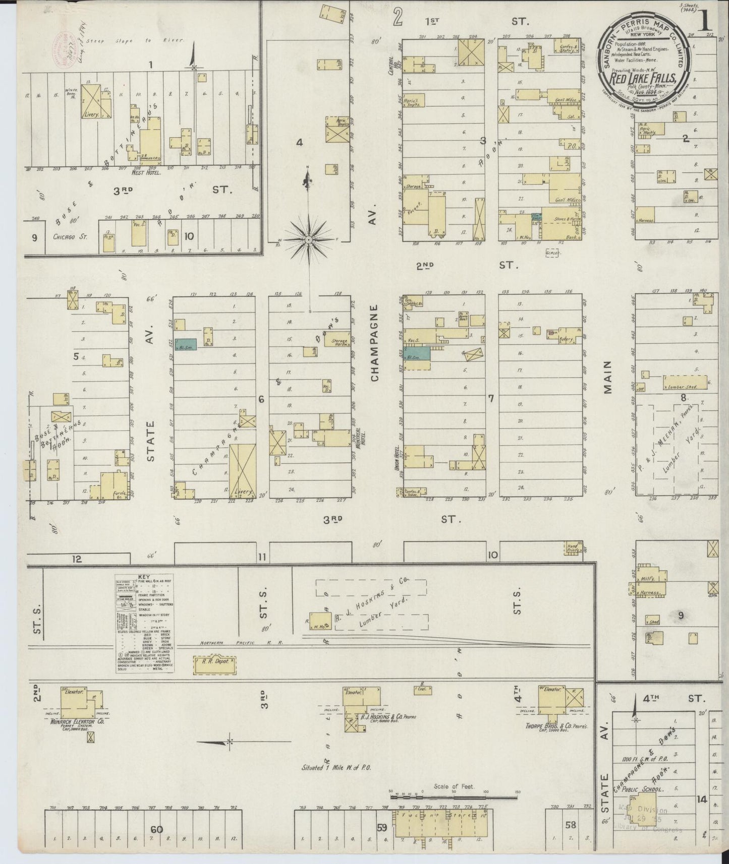 Sanborn Fire Insurance Map from Red Lake Falls, Red Lake County, Minnesota (1894), Sheet #0001