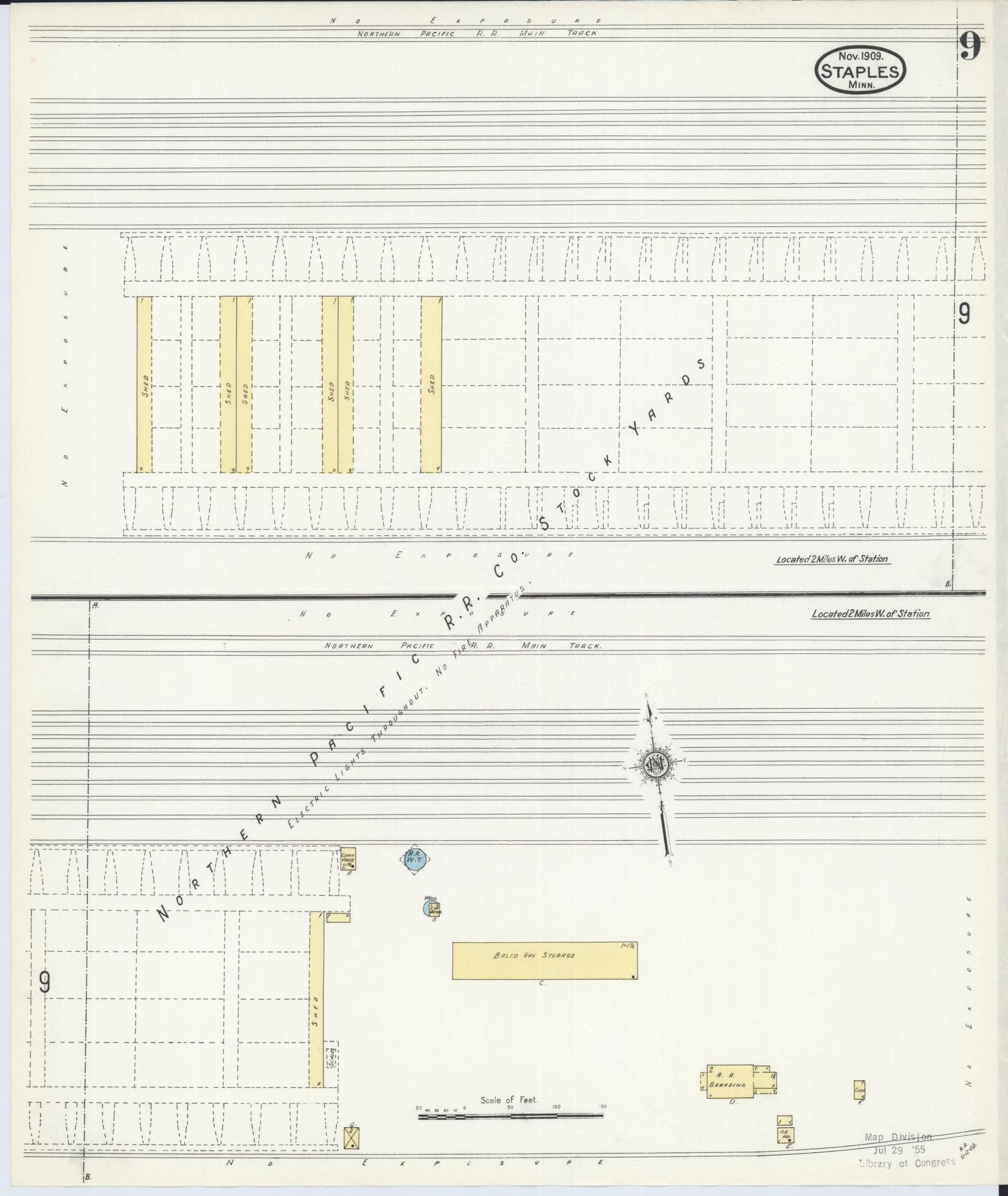 Sanborn Fire Insurance Map from Staples, Todd County, Minnesota (1909), Sheet #0009 - Historic Sanborn Fire Insurance Map Print, vintage old map wall art, antique decor, genealogy gift, Minnesota Minnesota map