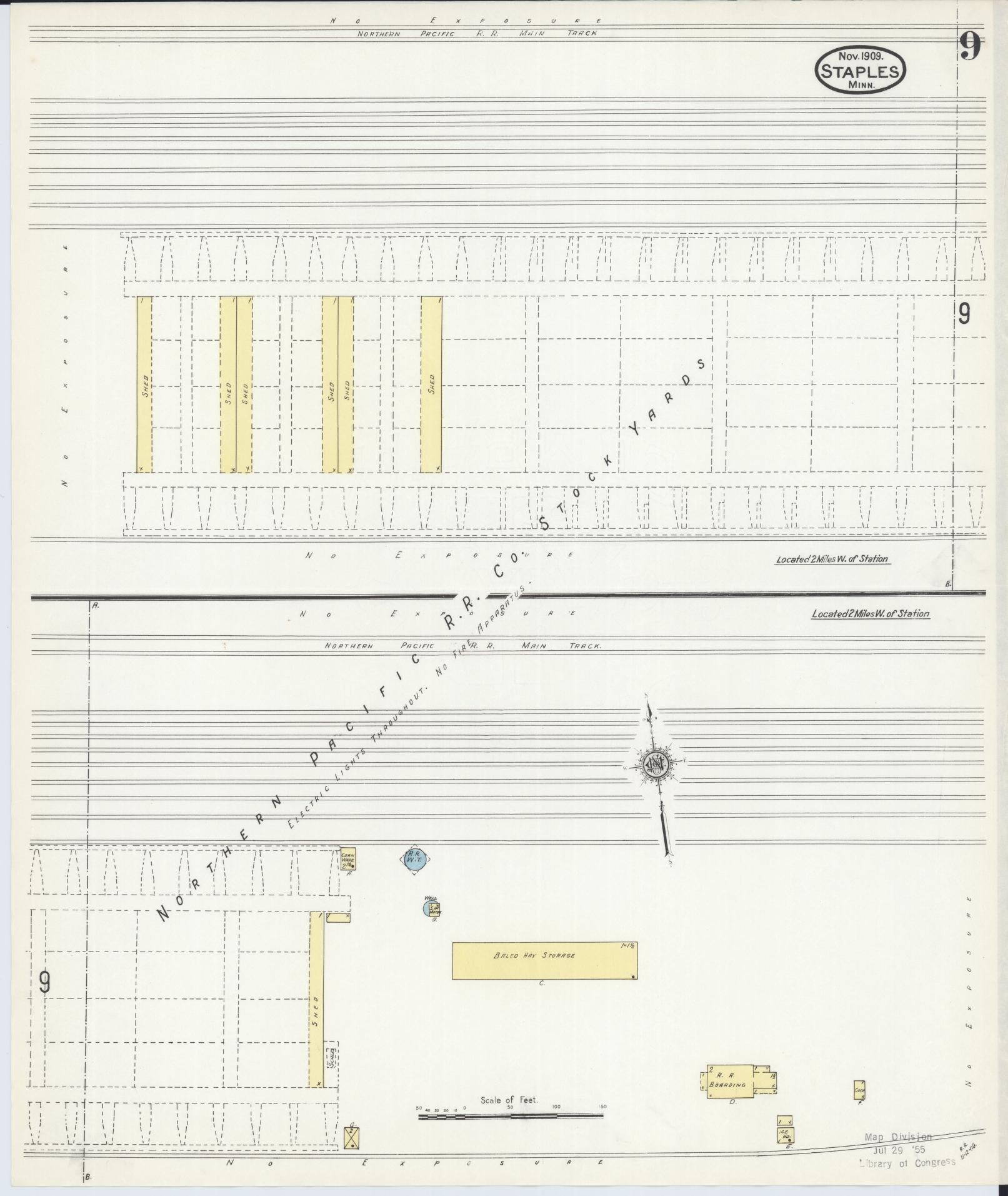 Sanborn Fire Insurance Map from Staples, Todd County, Minnesota (1909), Sheet #0009 - Historic Sanborn Fire Insurance Map Print, vintage old map wall art, antique decor, genealogy gift, Minnesota Minnesota map