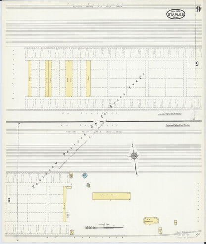 Sanborn Fire Insurance Map from Staples, Todd County, Minnesota (1909), Sheet #0009 - Historic Sanborn Fire Insurance Map Print, vintage old map wall art, antique decor, genealogy gift, Minnesota Minnesota map