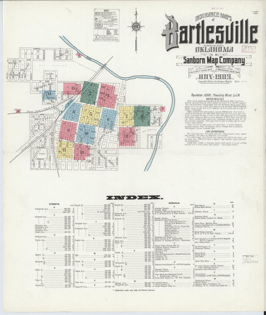 Sanborn Fire Insurance Map from Bartlesville, Washington County, Oklahoma (1909), Sheet #0001 - Complete Map Set gallery image, historic Sanborn map, vintage wall art, Oklahoma Oklahoma