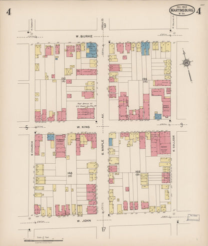 Sanborn Fire Insurance Map from Martinsburg, Berkeley County, West Virginia (1922), Sheet #0004 - Complete Map Set gallery image, historic Sanborn map, vintage wall art, West Virginia West Virginia