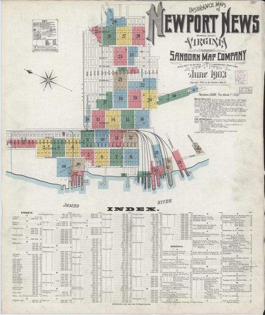 Sanborn Fire Insurance Map from Newport News, Independent Cities, Virginia. (1903) – Historic Sanborn Fire Insurance Map Print