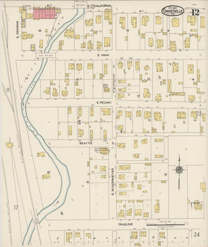 Sanborn Fire Insurance Map from Gainesville, Cooke County, Texas (1922), Sheet #0012 - Complete Map Set gallery image, historic Sanborn map, vintage wall art, Texas Texas